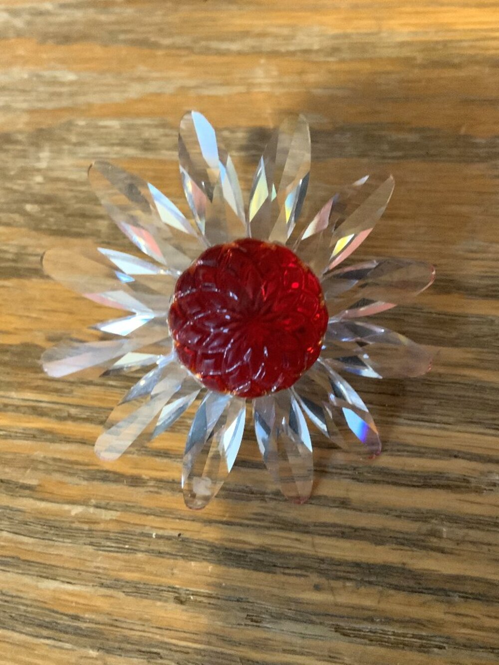 VINTAGE Swarovski Crystal Red Marguerite Figurine. In Box